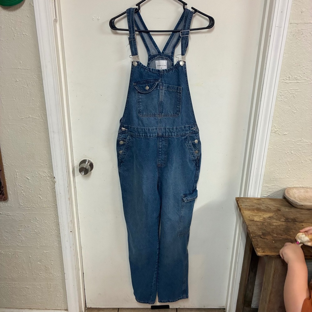 Celebrity Pink Womens Size Medium Denim Overalls Medium Wash Carpenter Dungarees
